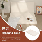 6-Inch Tri-Fold Foldable Mattress, Folding Sofa Bed with Removable Washable Cover, Portable Futon Mattress Full Size Floor Guest Mat with Non-Slip Bottom & Carry Handles for Camping (Beige, Queen)