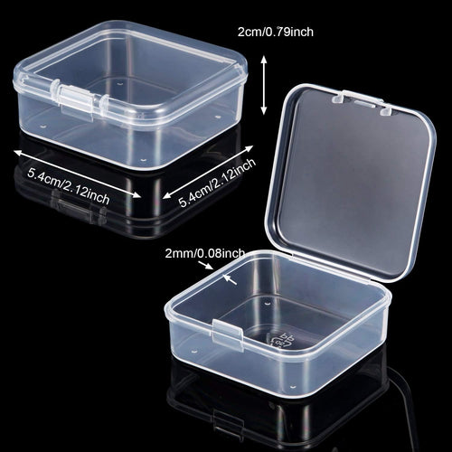 48 Packs Clear Small Plastic Containers Transparent Storage Box with Hinged Lid for Small Items Crafts Jewelry (2.12 x 2.12 x 0.79 Inches)