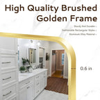 20x28 Rounded Rectangle Bathroom Mirrors for Over Sink, Gold Vanity Mirror with Metal Frame Wall Mounted, Modern Farmhouse Mirror for Restroom, Bedroom, Entryway Decor