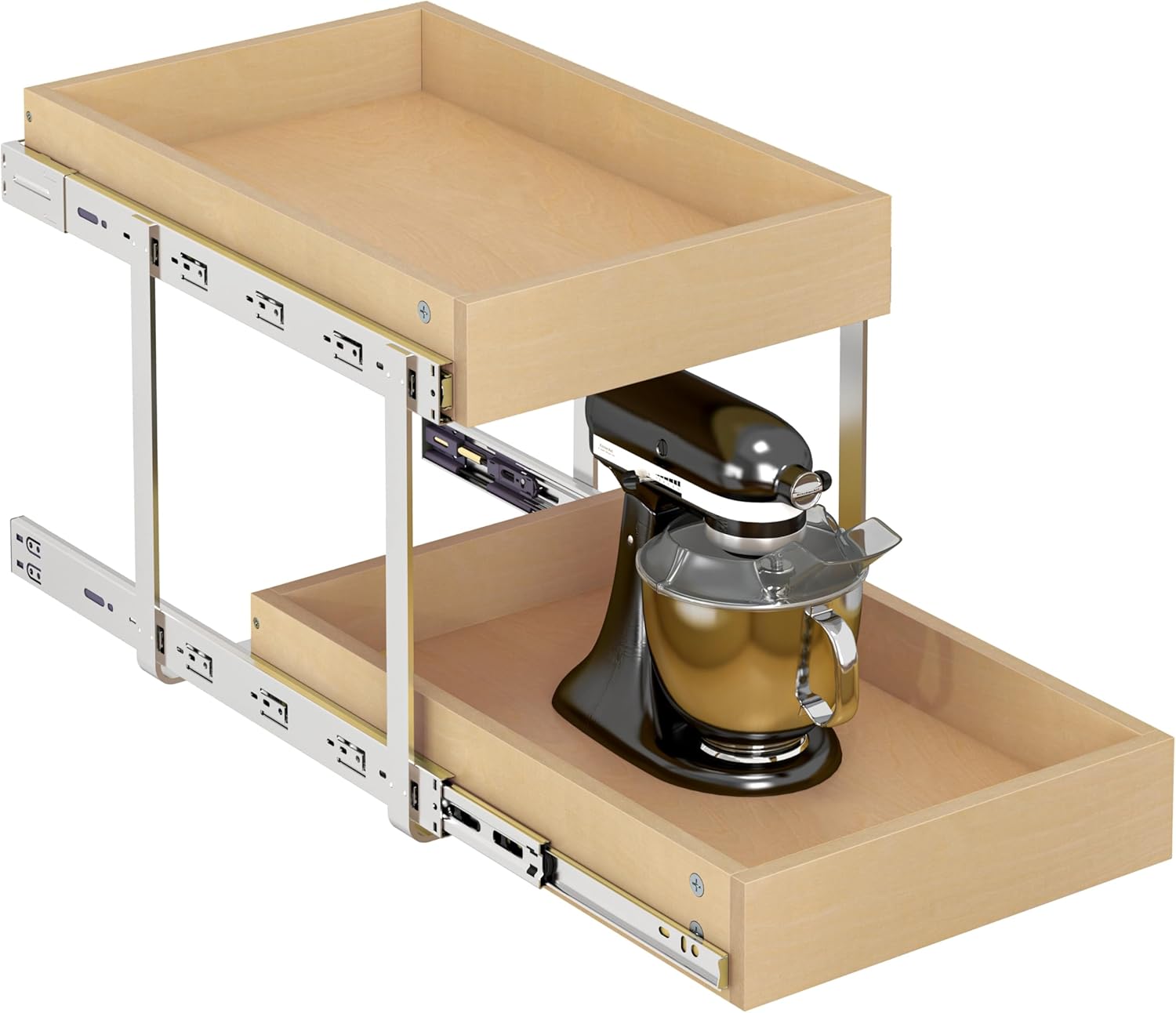 WelFurGeer 2-Tier Pull Out Cabinet Organizer with Soft Close Slides, Pull Out Drawers for Cabinets, Heavy-Duty Slide Out Drawers for Kitchen Cabinets, Under Sink, Pantry & Bathroom