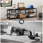 HOOBRO LED TV Stand for 75 Inch TVs with Charging Station, Gaming Entertainment Center with 3-Tier Open Storage, Long 63” Media TV Console Table, TV Stand for Living Room, Bedroom, Black BB21UDDS01