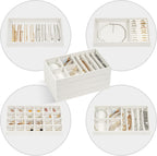 ProCase Stackable Jewelry Organizer Trays for Drawers, Jewelry Drawer Inserts Container Display Case Storage for Earring Necklace Rings Bracelet with Removable Dividers -Warmwhite, 4 Layers