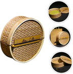 IMIKEYA Bamboo Tea Box Woven Design Tea Cake Storage Container for Home and Office Organization