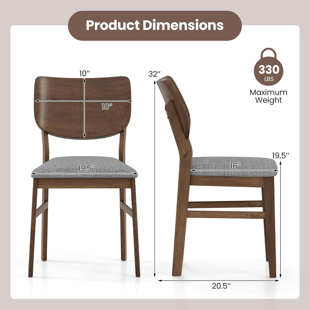 Giantex Wooden Dining Chairs Set of 4, Farmhouse Upholstered Kitchen Chairs w...