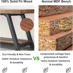 IBF Solid Wood Entryway Bench, Natural Real Wood Storage Bench, Farmhouse Wooden Shoe Bench in Entry Way Hallway Foyer Rack, Bedroom Bench Seat for Living Bed Mud Room Indoor, Rustic Brown, 47 Inch