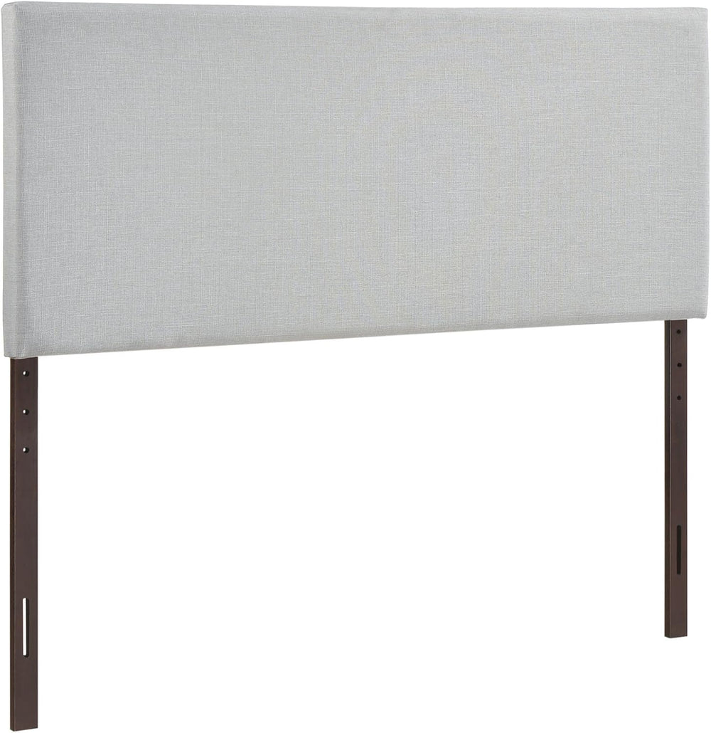 Modern Contemporary Queen Size Upholstered Headboard, Grey Fabric