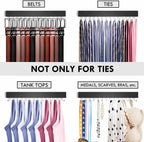 2-Pack Tie Rack Wall Mounted, Wooden Belt Hanger Tie Organizer for Closet with 28 Folding Hooks, Space Saving Tie Holder and Belt Rack for Closet Wall Mount, Black
