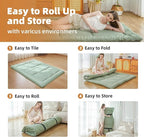 Size Full Japanese Floor Futon Foldable Futon Mattress for Floor Tatami Mattress Portable Rollaway Bed for Guest Playmat for Kids Tatami Sleeping Pad Japanese Mattress for Adults Green A