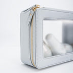 Aveniee Clear Makeup Bag Organizer Set,Portable Travel Toiletry Cosmetic Bag Case for Women,Vegan Leather Make Up Pouch Car Bag for Essentials,Middle+Large,Blue