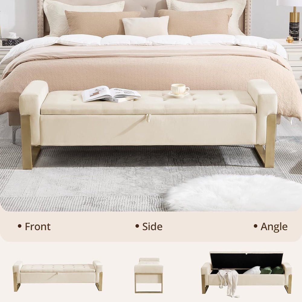 End of Bed Storage Bench, 67'' Bench for Bedroom Foot of Bed King Siz...