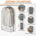 Clear Garment Bags for Hanging Clothes 10" Side Gusset, Suit Bags for Closet Storage, Suit Cover for Shirts Coats Dresses (24"X42"X10" 3Pack)
