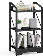 Vagusicc Bookshelf, 3 Tier Industrial Bookcase, Metal Small Bookcase, Rustic Open Book Shelf Storage Organizer for Living Room Bedroom Home Office, Small Bookshelf (Black)