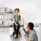 Kaboon Washer Dryer Countertop, Melamine Countertop with Edge Rails - 27.5" Depth x 54" Width Laundry Room Organization, White Rock