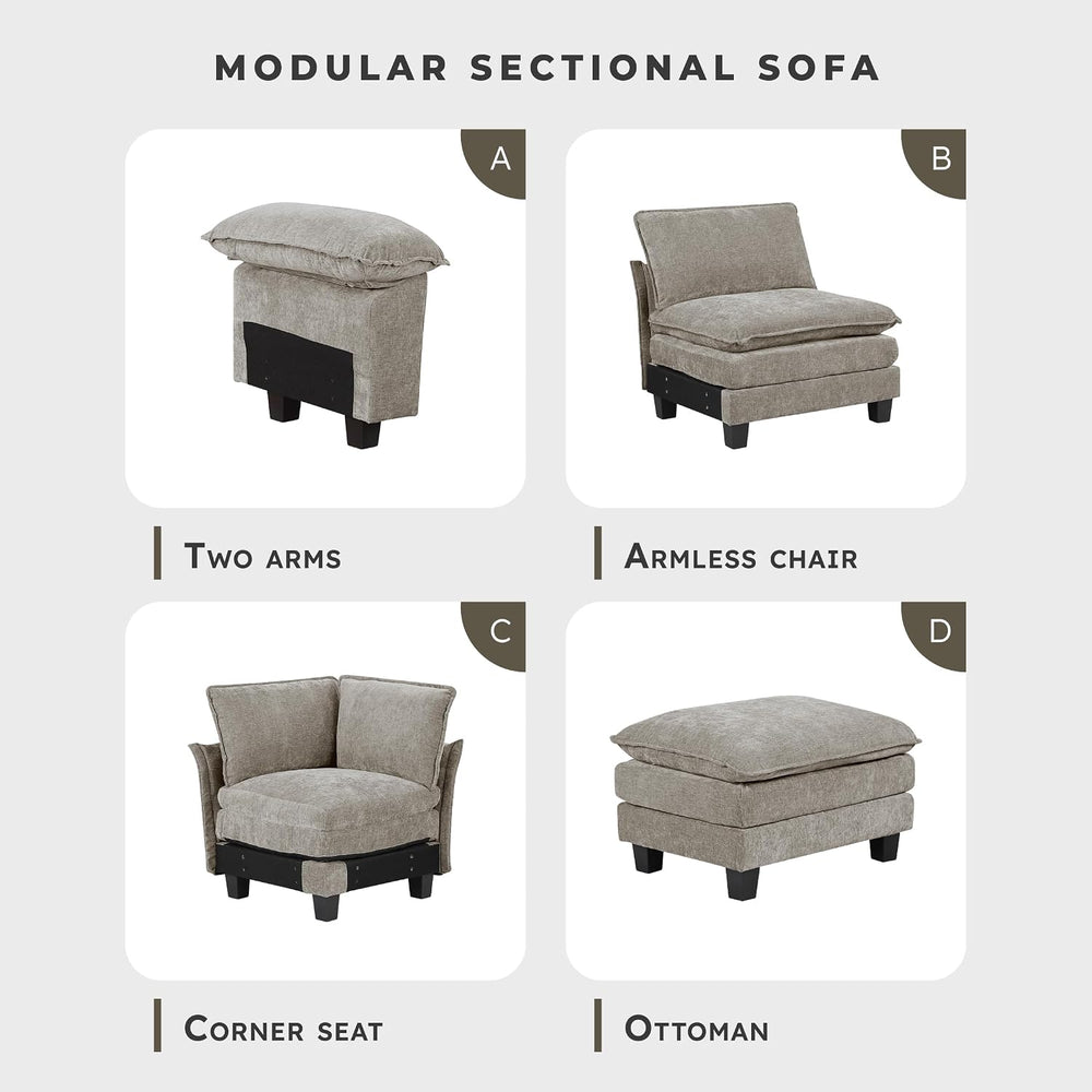Lexicon Chenille Upholstered Rectangle Ottoman, Foot Stool, Black Faux Wood F...