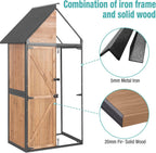Sheds Outdoor Storage,Garden Shed with Metal Frame Structure and Adjustable Shelves,Large Capacity Storage Tool Cabinet Box for Backyard Garden Patio Lawn (Brown)