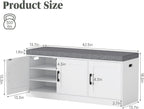 Turosur Shoe Storage Bench with Cabinet, 3-Tier Entryway Bench with Padded Seat Cushion, Shoe Cabinet Bench with 4 Adjustable Shelves for Bedroom, Mudroom, White
