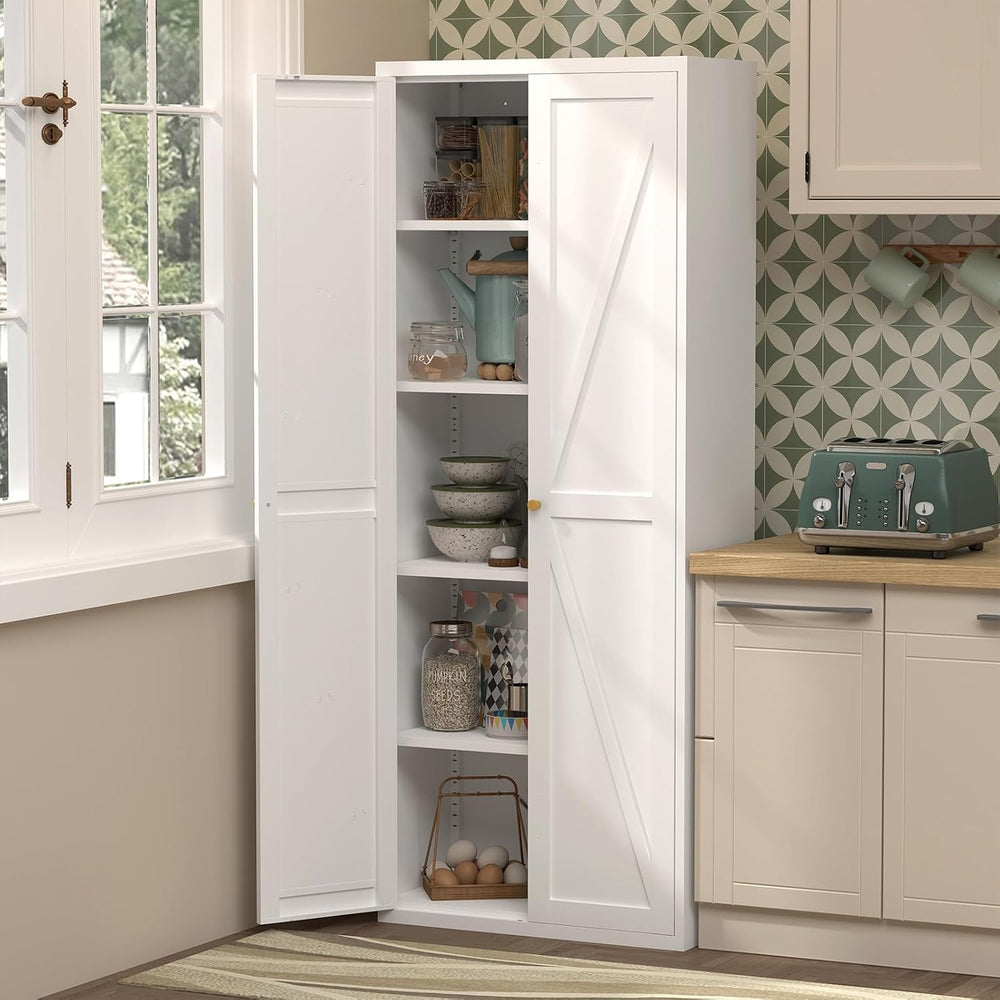 71" Tall Kitchen Pantry Storage Cabinet, Kitchen Storage Cabinet with Do...
