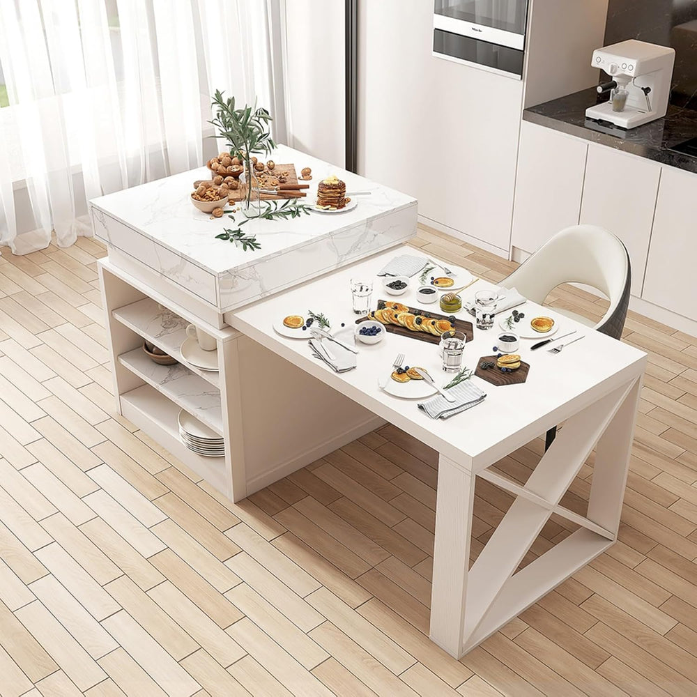 homary Extendable Kitchen Island 73"-93" with Storage Kitchen Cabin...