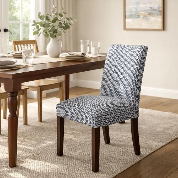 HomePop Classic Parsons Dining Chair - Blue Geometric (Set of 2)