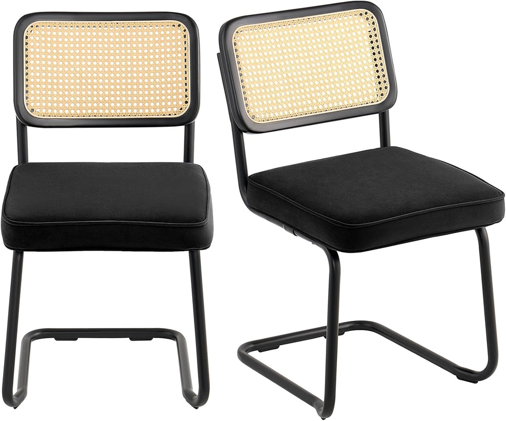 VEVOR Rattan Dining Chairs Set of 2, Mid Century Modern Dining Chair, Upholst...