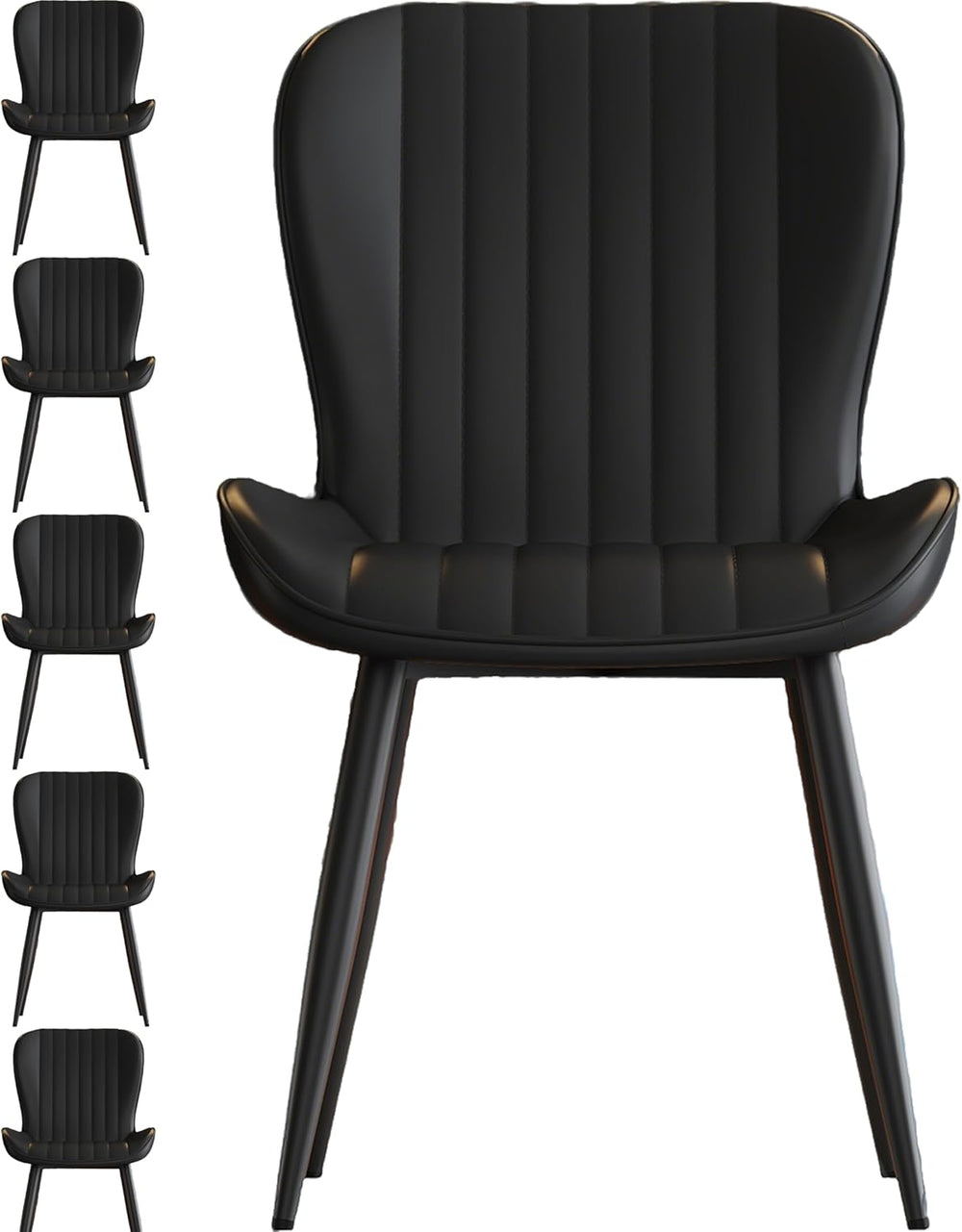 Dining Chairs Set of 6,Black Leather Dining Chair Upholstered,Kitchen Chair,M...