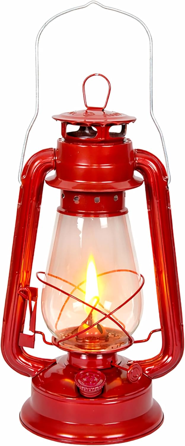 Stansport Hurricane Lantern – Classic Metal Kerosene Oil Lamp with Glass Glob...