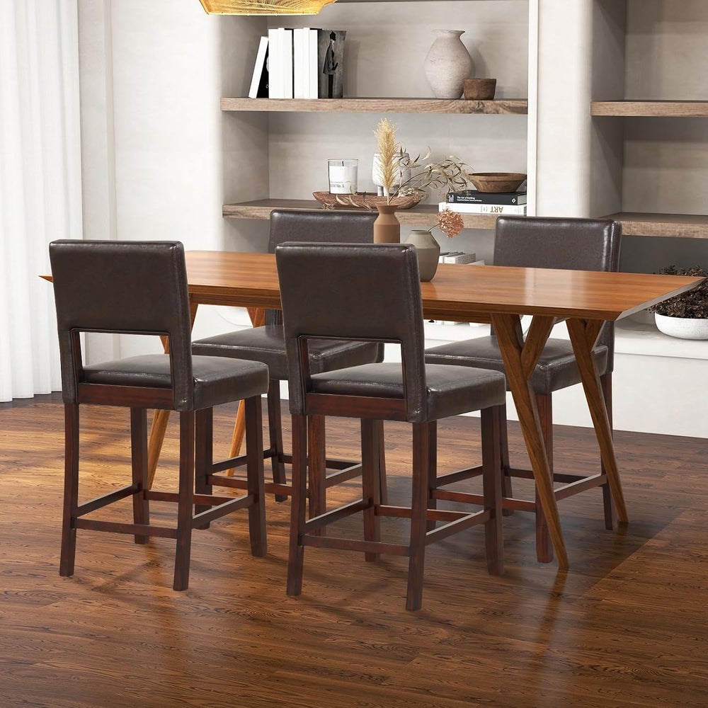 GIANTEX 24.5" Counter Height Bar Stools Set of 4, PVC Leather Barstools ...