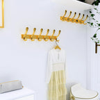 SKOLOO Coat Rack Wall Mounted - 6 Hooks, Pack of 2, Heavy Duty, Stainless Steel, Metal Wall Hangers, Sturdy Coat Hooks for Hanging Coats, Jacket, Clothes, Hat, Bright Gold