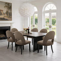 Upholstered Dining Chairs Set of 6, Mid Century Modern Dining Kitchen Chairs with Solid Wood Legs & Fabric Backret for Kitchen and Dining Rome, Brown