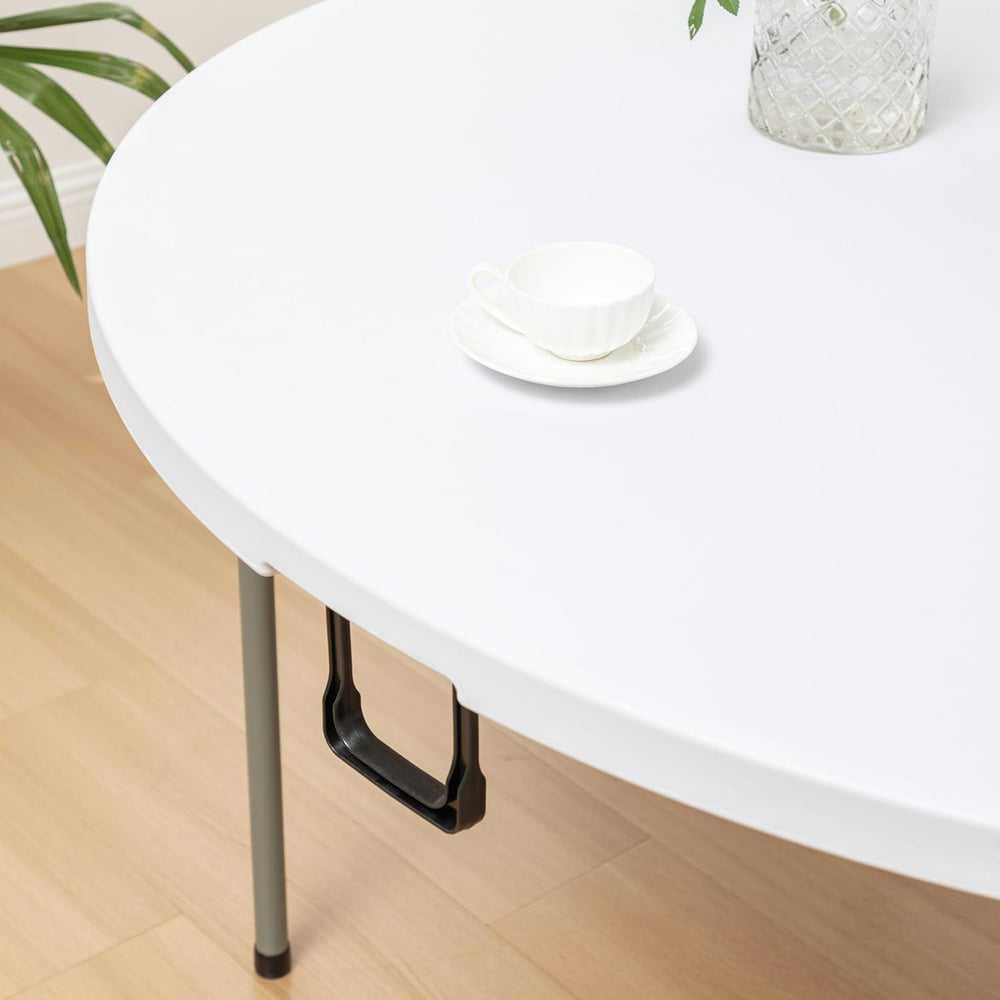 BTEXPERT 60 Inch Round Plastic Folding Table, Commercial Grade, Seats 8-10, I...