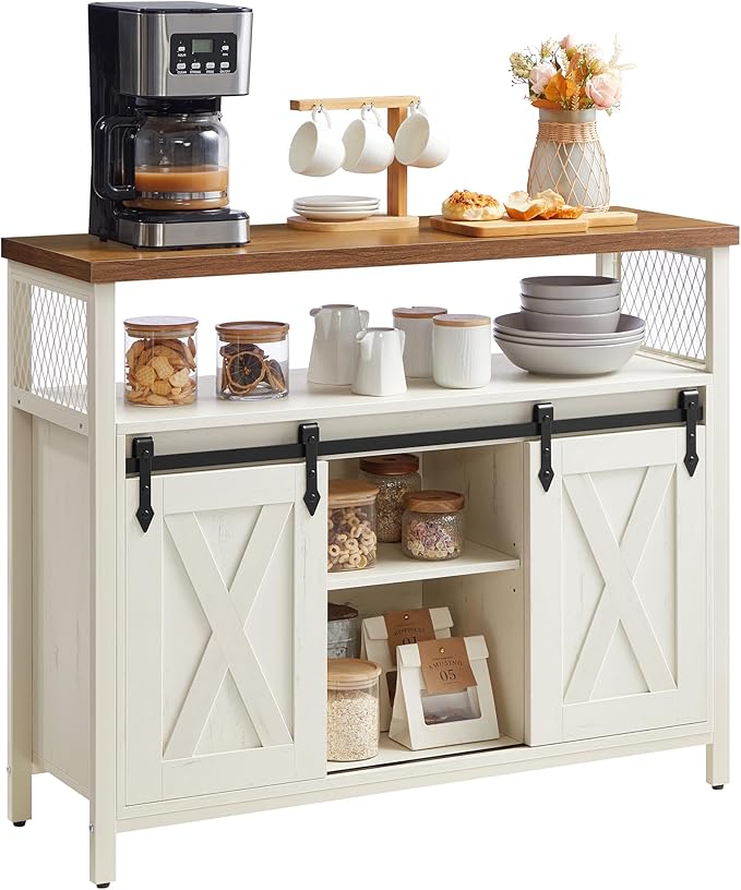 VASAGLE Buffet Cabinet, Coffee Bar Storage Cabinet, Sideboard with 2 Sliding ...