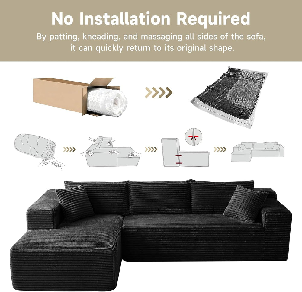 104" Cloud Sectional Couch, Modern Modular L Shape Sectional Sofa with D...
