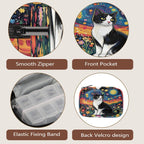 Oli Painting Cat Flowers Pill Organizer Travel Medicine Case with Zipper Daily Vitamin Storage Bag Portable 8 Slot Weekly Pill Box Supplement Holder for Home Office Gym Travel
