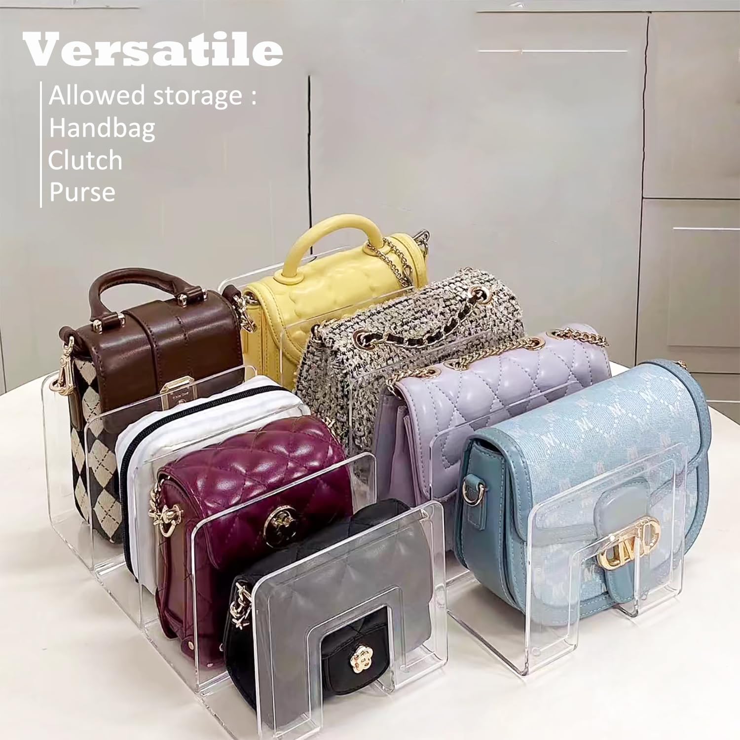 Clear Acrylic File Organizer, Purse Organizer, File Sorter Desktop File Folder Organizer for Book, Envelopes, Mail, Document, Notebook, Office Supplies, Handbag (4Pcs)