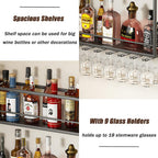 Wall Mounted Wine Rack with Glass Holder，Stylish Mini Floating Bar Shelves for Liquor Bottle Display in Dining Room, Kitchen, Living Room (47.2”W x 26”H x 7.8”D)