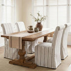 Parsons Dining Chairs Set of 4 Fabric Upholstered Kitchen Chairs with Wood Legs Armless High Back Side Chairs with Removable Skirtd Cover for Dining/Living Room,Banquet, Khaki