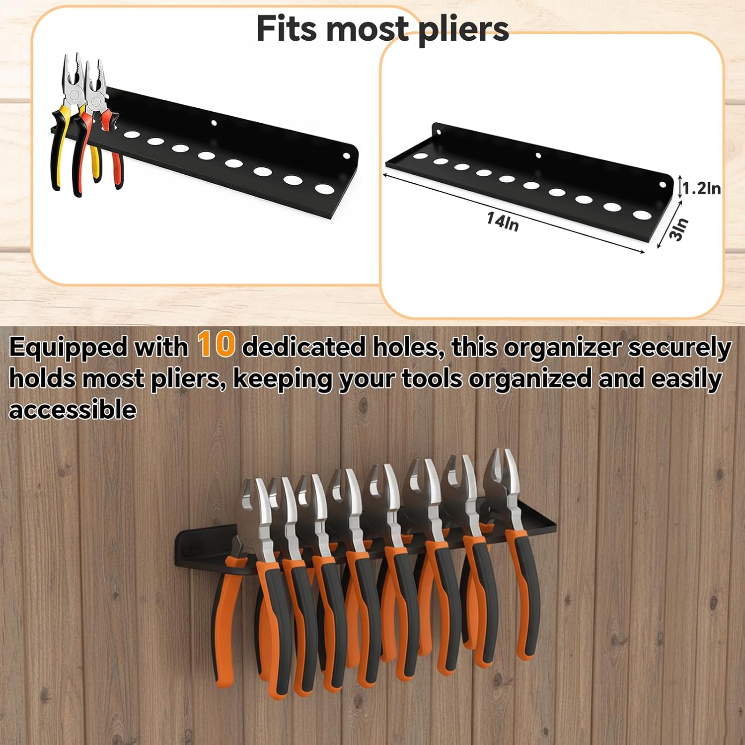 Wall Mount Screwdriver Organizer, Plier Organizer, Hammer Rack, Hand Tool Organizer and Storage Rack Wall Mount for Workshop Shed Garage Workbench Home, 4 pack