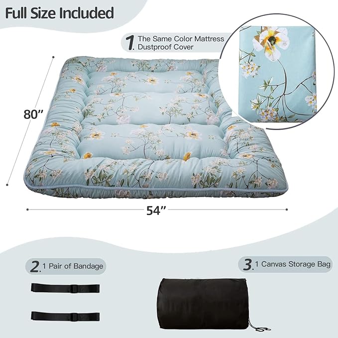 MAXYOYO Japanese Floor Mattress Futon Mattress, 4" Thicken Tatami Mat Sleeping Pad Foldable Roll Up Mat Boys Girls Dormitory Pad Kids Floor Lounger Pillow Bed, Charcoal Grey, Queen Size