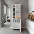 Modern White Kitchen Pantry Cabinet with Open & Closed Shelves – Space-Maximizing Storage for Appliances, Jars & Containers | Durable, Dust-Resistant Design with Ergonomic Access