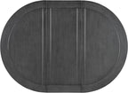 Merax 5-Piece Extendable Dining Table and 4 Upholstered Chairs, Round Oval Dining Table Set for 4, Wood MDF Kitchen Table Set with Removable Leaf for Dining Room, 42" to 58" (Grey+White)