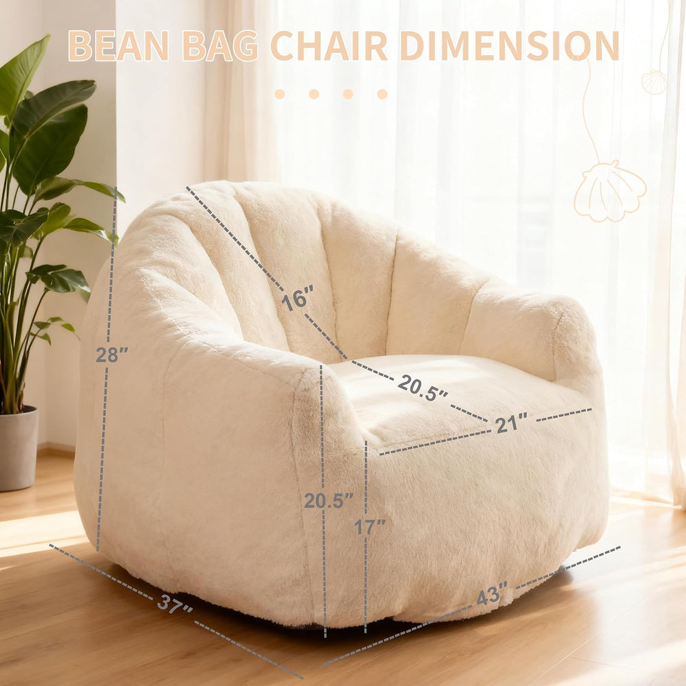 Giant Shell Bean Bag Chair for Adults, Faux Fur Shell-Shaped Floor Sofa with ...