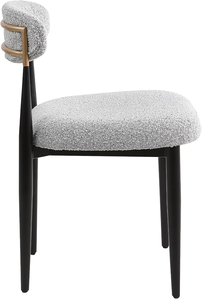 Morden Fort Modern Dining Chairs Set of 6, Upholstered Armless Chairs with Curved Backrest and Black Metal Legs for Dining Room, Kitchen, Living Room and Apartment