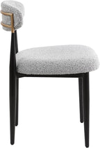 Morden Fort Modern Dining Chairs Set of 4, Boucle Upholstered Chairs with Open Back and Black Metal Legs for Dining Room, Kitchen, Living Room and Apartment