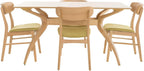 Christopher Knight Home Lucious Curved Leg Rectangular Dining Set, 5-Pcs Set, Natural Oak / Green Tea