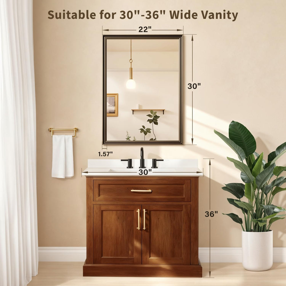 Retro Copper Effect Framed Wall Mirror, 22x30 Rectangle Mirror