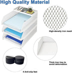 Natwind 3-Tier Stackable Paper Tray, Metal Mesh Desktop Organizer, Paper Sorter, Letter Trays,File Document Storage Rack for for Home, Office, School (White)