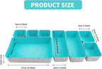 8pcs Drawer Organizers, Separators, Storage Box,Felt Storage Bins Inserts Tool Containers Toy Basket Shelf Cubes Foldable Drawer Dividers Desk Organisers- Blue&Grey