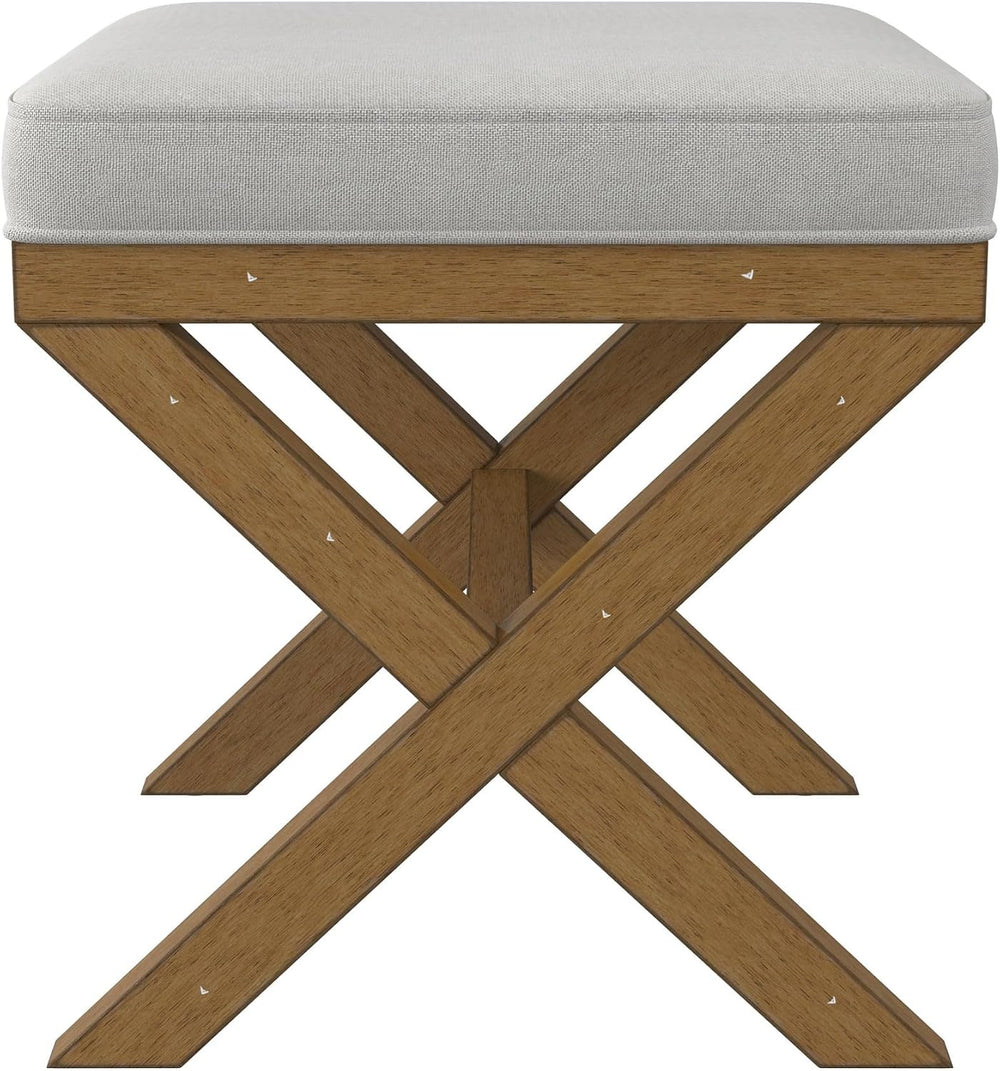 Hillsdale Somerset Backless Wood Vanity Stool for Makeup Room or Bathroom, Da...