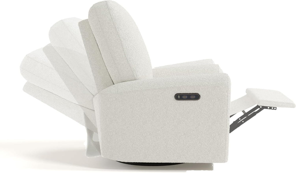 Storkcraft Sorrento Deluxe Power Recliner Swivel Glider, Ivory Boucle | Premium Electronic Nursery Rocking Chair, OEKO-TEX 100 Certified, Includes Dual-USB Charging Port with USB-A & USB-C