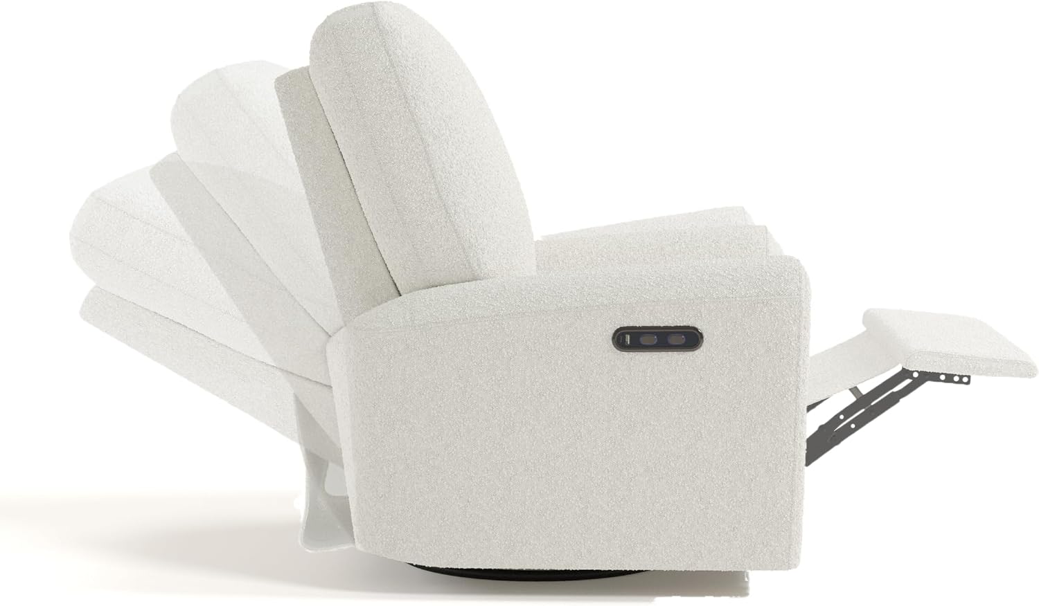 Storkcraft Sorrento Deluxe Power Recliner Swivel Glider, Ivory Boucle | Premium Electronic Nursery Rocking Chair, OEKO-TEX 100 Certified, Includes Dual-USB Charging Port with USB-A & USB-C